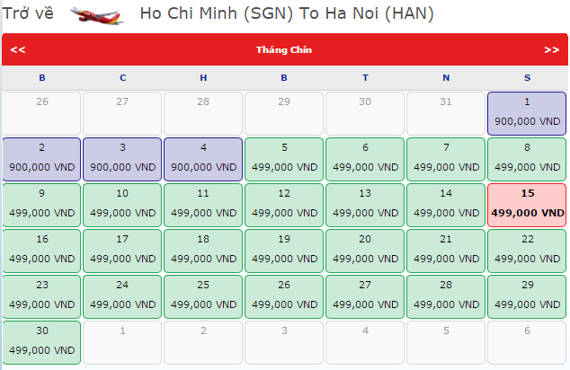 Vé VietJet Air chặng Hà Nội - TP.HCM