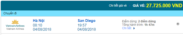 Vé máy bay Vietnam Airlines đi San Diego, Mỹ