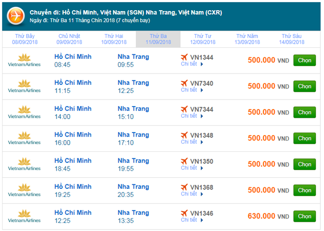 Vé máy bay Vietnam Airlines đi Nha Trang
