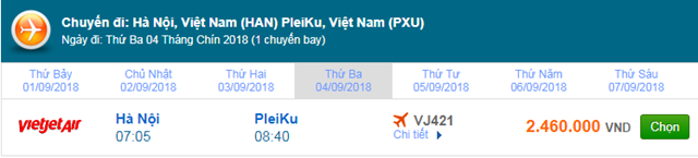 Vé máy bay Vietjet Air đi Pleiku