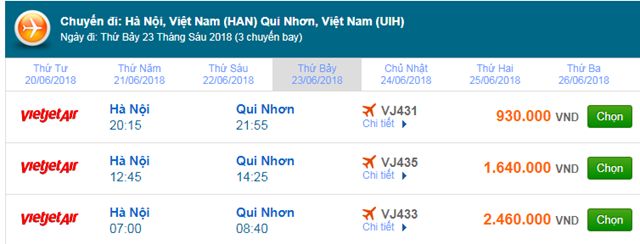 Vé máy bay Hà Nội đi Quy Nhơn