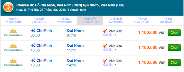 Vé máy bay Sài Gòn đi Quy Nhơn