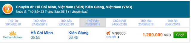 Vé máy bay Vietnam AIrlines Sài Gòn đi Rạch Giá