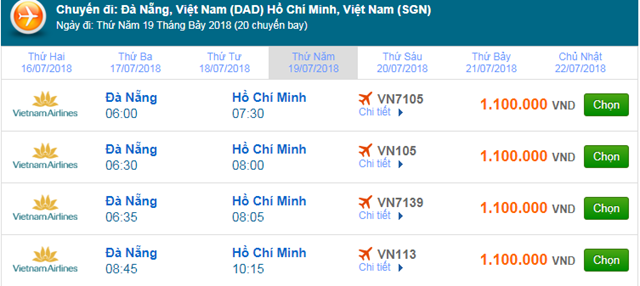 Vé máy bay Đà Nẵng đi Sài Gòn