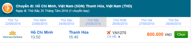 Vé máy bay TPHCM đi Thanh Hóa
