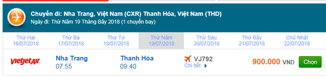 Vé máy bay Nha Trang đi Thanh Hóa