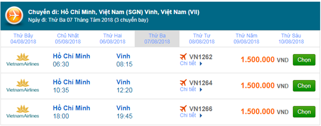 Vé máy bay Vietnam Airlines đi Vinh 