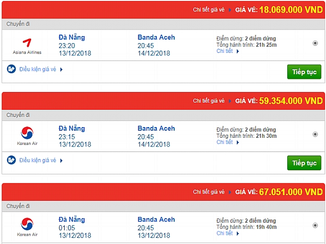 Giá vé máy bay Đà Nẵng đi Banda Aceh, Indonesia mới nhất