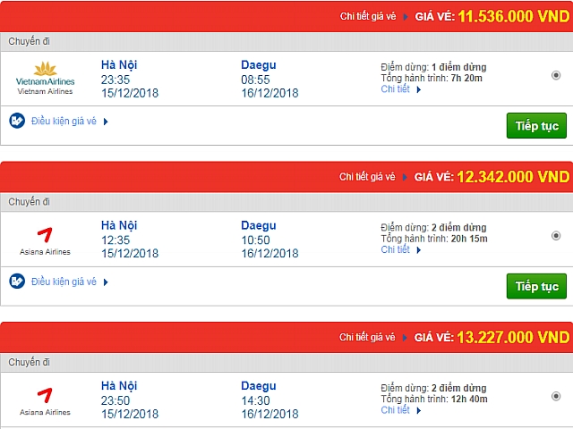 Giá vé máy bay Hà Nội đi Daegu, Hàn Quốc mới nhất
