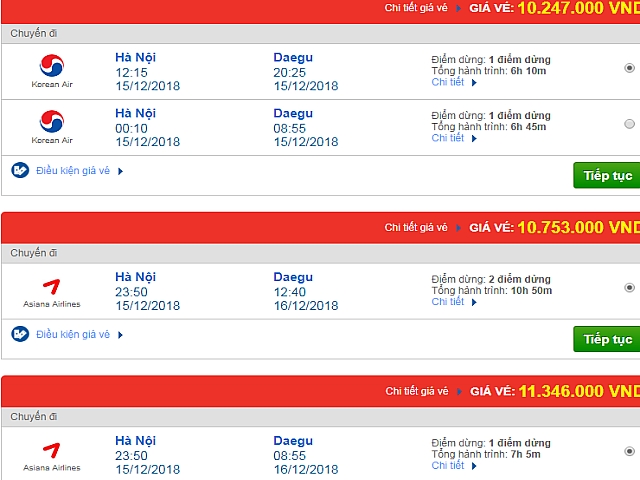 Giá vé máy bay Hà Nội đi Daegu, Hàn Quốc mới nhất