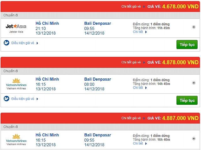 Giá vé máy bay TPHCM đi Denpasar, Indonesia mới nhất