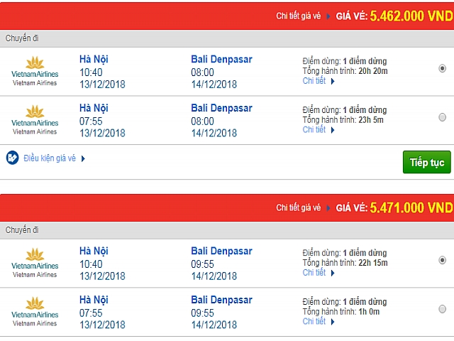 Giá vé máy bay Hà Nội đi Denpasar, Indonesia mới nhất