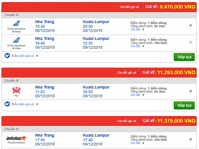 Giá vé máy bay Nha Trang đi Kuala Lumpur, Malaysia mới nhất