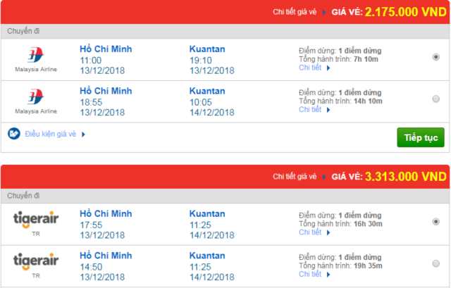 Giá vé máy bay TPHCM đi Kuantan, Malaysia mới nhất