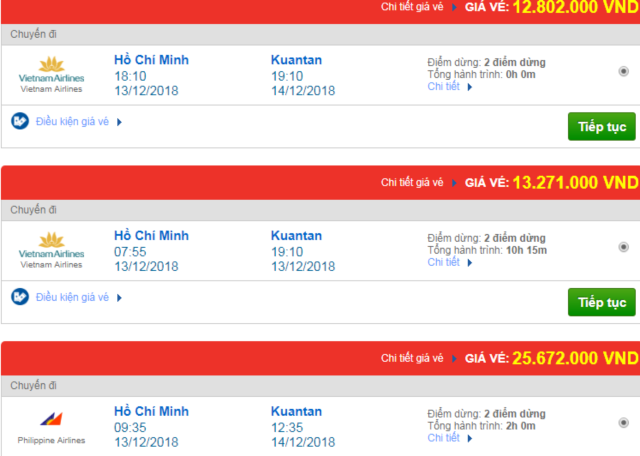 Giá vé máy bay TPHCM đi Kuantan, Malaysia mới nhất
