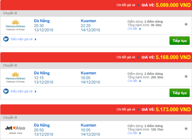 Giá vé máy bay Đà Nẵng đi Kuantan, Malaysia mới nhất