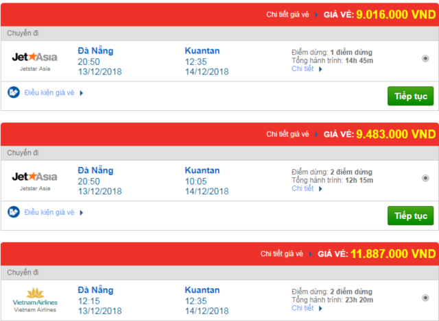 Giá vé máy bay Đà Nẵng đi Kuantan, Malaysia mới nhất