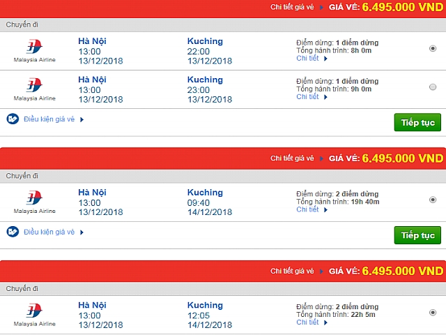 Giá vé máy bay Hà Nội đi Kuching, Malaysia mới nhất