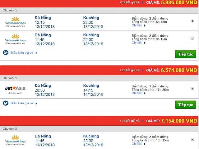 Giá vé máy bay Đà Nẵng đi Kuching, Malaysia mới nhất