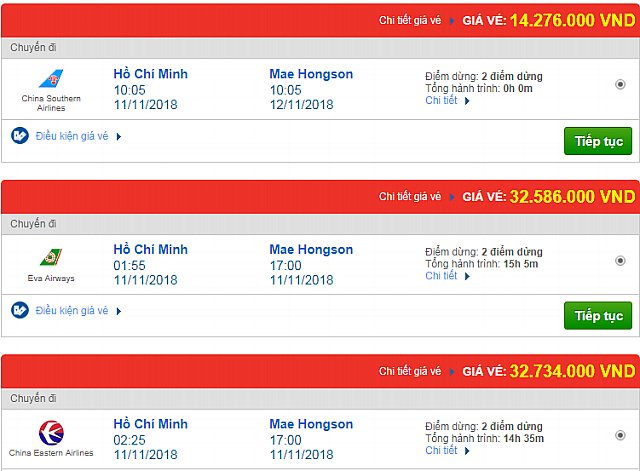 Giá vé máy bay TPHCM đi Mae Hong Son, Myanmar mới nhất