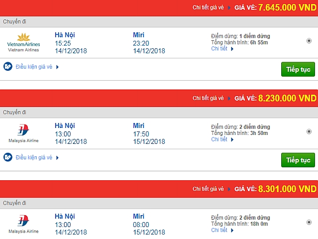 Giá vé máy bay Hà Nội đi Miri, Malaysia mới nhất