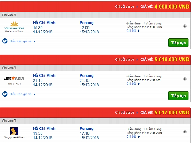 Giá vé máy bay TPHCM đi Penang, Malaysia mới nhất