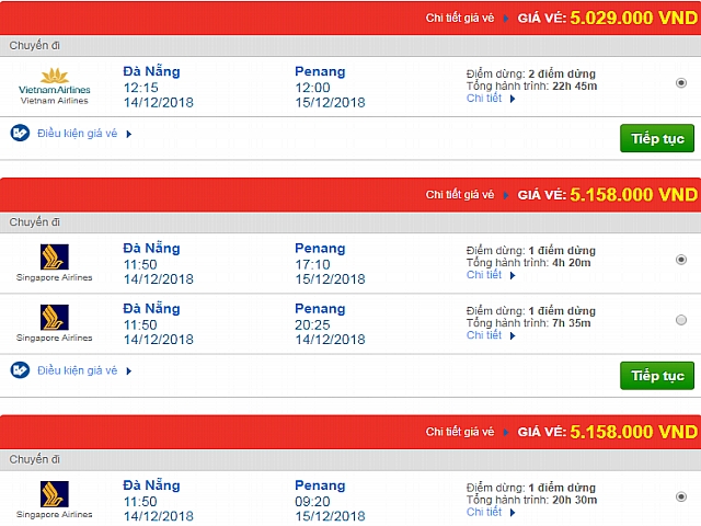 Giá vé máy bay Đà Nẵng đi Penang, Malaysia mới nhất