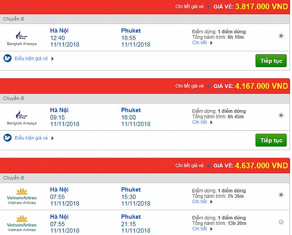 Giá vé máy bay Hà Nội đi Phuket, Thái Lan mới nhất