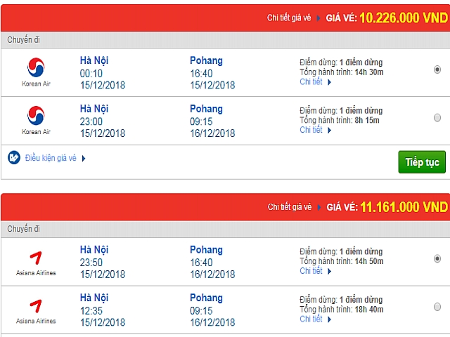 Giá vé máy bay Hà Nội đi Pohang, Hàn Quốc mới nhất