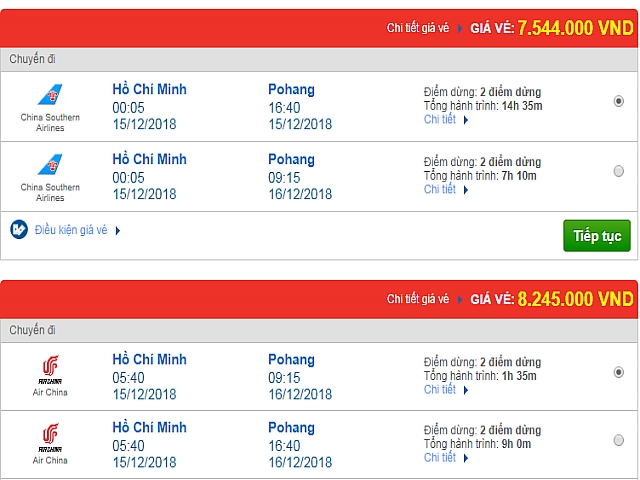 Giá vé máy bay TPHCM đi Pohang, Hàn Quốc mới nhất