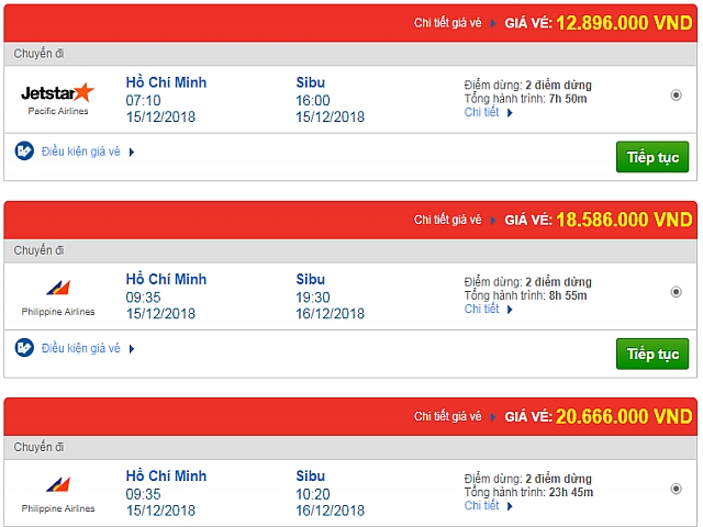 Giá vé máy bay đi Sibu, Malaysia hãng hàng không khác