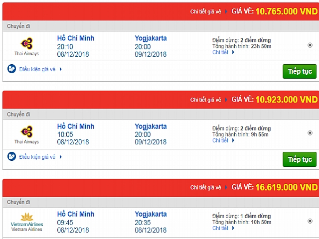 Giá vé máy bay TPHCM đi Yogyakarta, Indonesia mới nhất