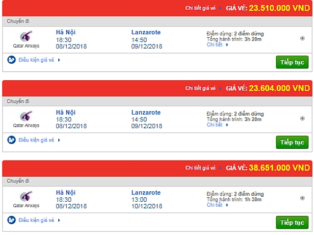 Giá vé máy bay Hà Nội đi Arrecife, Tây Ban Nha mới nhất
