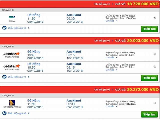 Giá vé máy bay Đà Nẵng đi Auckland, New Zealand mới nhất