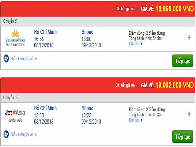 Giá vé máy bay TPHCM đi Bilbao, Tây Ban Nha mới nhất