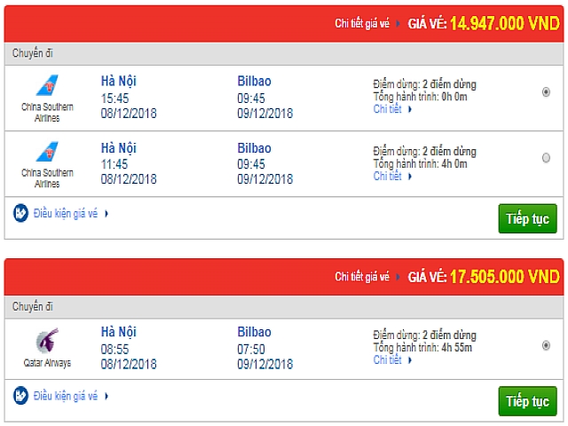 Giá vé máy bay Hà Nội đi Bilbao, Tây Ban Nha mới nhất