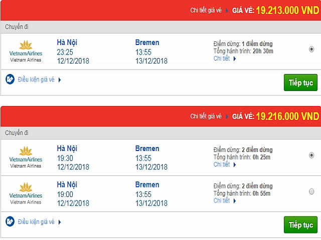Giá vé máy bay từ Hà Nội đi Bremen, Đức mới nhất