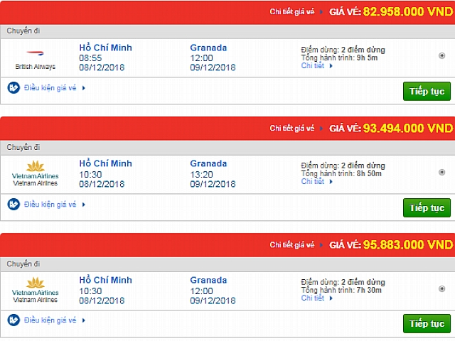 Giá vé máy bay TP. HCM đi Granada, Tây Ban Nha