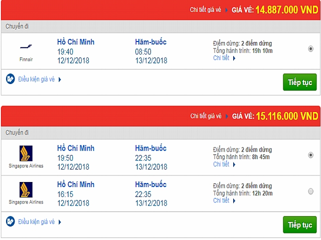 Giá vé máy bay đi Hamburg, Đức các hãng hàng không khác