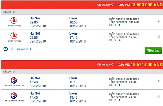 Giá vé máy bay Hà Nội đi Lyon, Pháp mới nhất