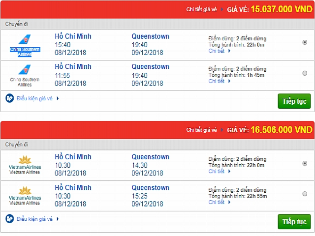 Giá vé máy bay TP.HCM đi Queenstown, New Zealand mới nhất