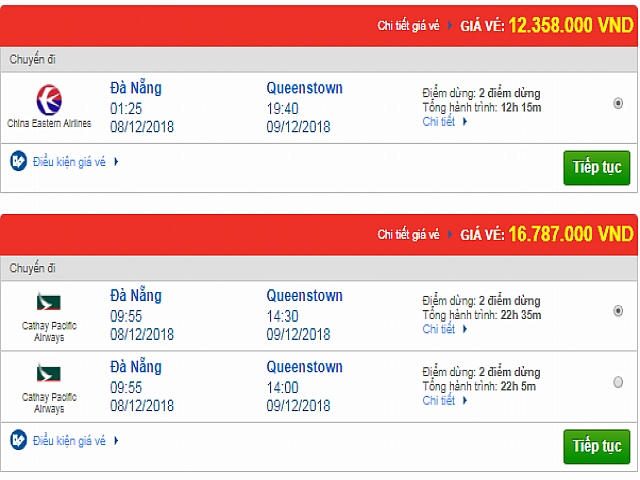 Giá vé máy bay Đà Nẵng đi Queenstown, New Zealand mới nhất