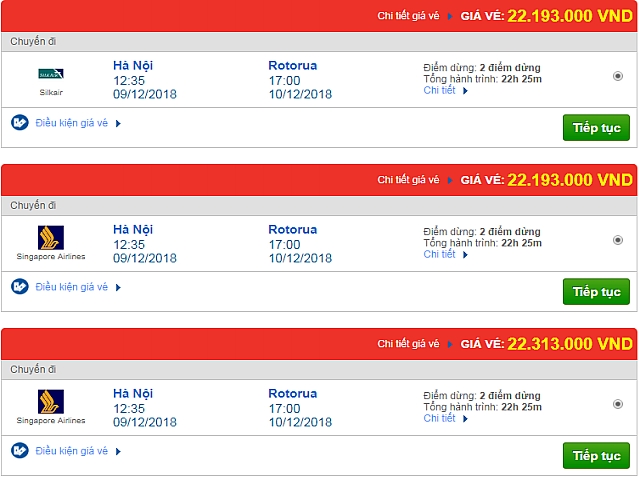 Giá vé máy bay Hà Nội đi Rotorua, New Zealand mới nhất