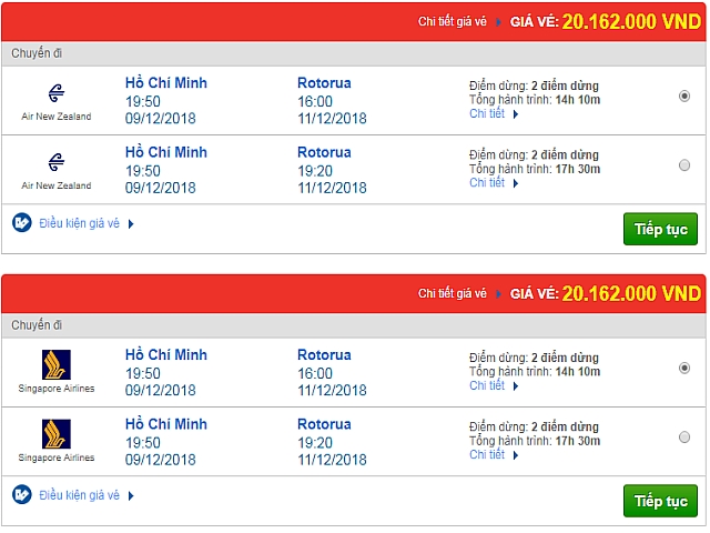 Giá vé máy bay từ TP.HCM đi Rotorua, New Zealand mới nhất