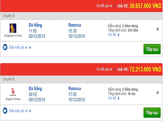 Giá vé máy bay từ Đà Nẵng đi Rotorua, New Zealand mới nhất